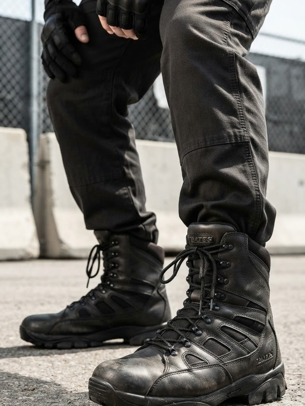 Bates Black Tactical Leather Combat Boots Sz 10 Vibram Sole